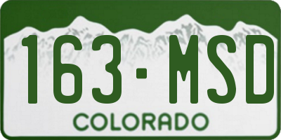 CO license plate 163MSD