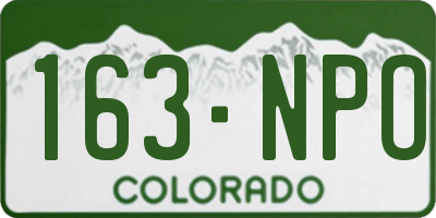 CO license plate 163NPO