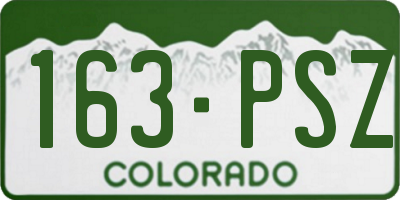 CO license plate 163PSZ