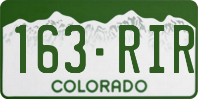 CO license plate 163RIR