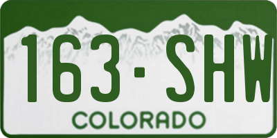 CO license plate 163SHW
