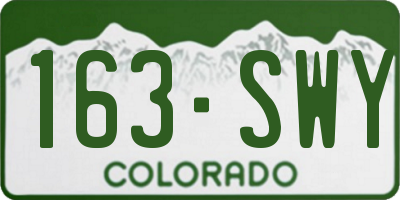 CO license plate 163SWY