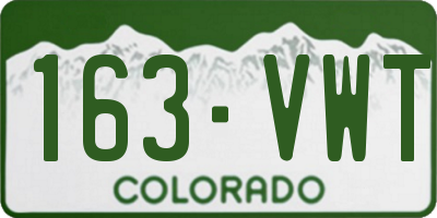 CO license plate 163VWT