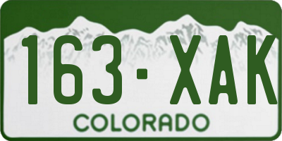 CO license plate 163XAK