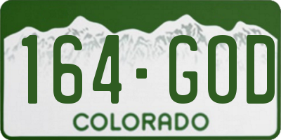 CO license plate 164GOD