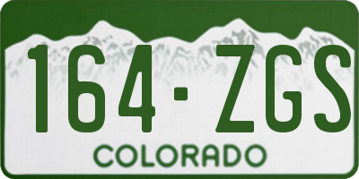 CO license plate 164ZGS