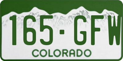 CO license plate 165GFW