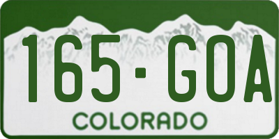 CO license plate 165GOA