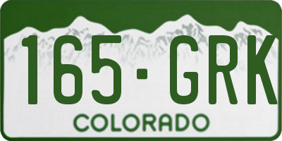 CO license plate 165GRK