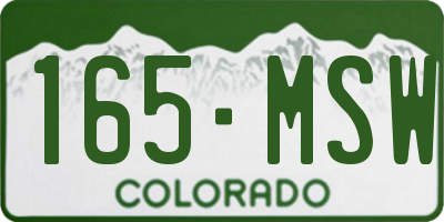CO license plate 165MSW