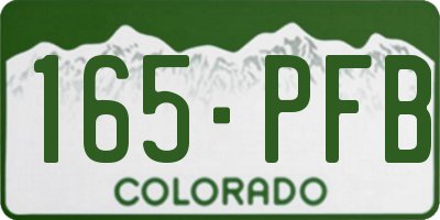 CO license plate 165PFB