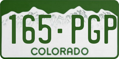 CO license plate 165PGP
