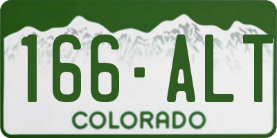 CO license plate 166ALT