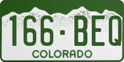 CO license plate 166BEQ
