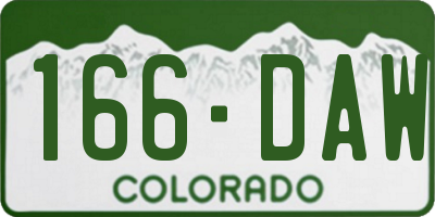 CO license plate 166DAW