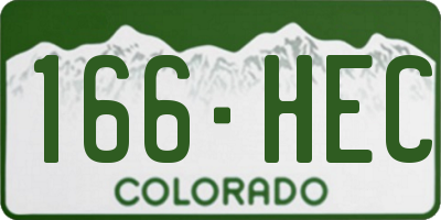 CO license plate 166HEC