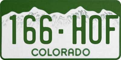 CO license plate 166HOF