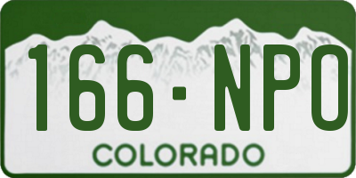 CO license plate 166NPO