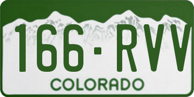 CO license plate 166RVV