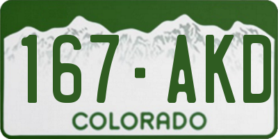 CO license plate 167AKD