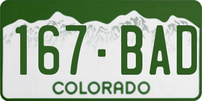 CO license plate 167BAD