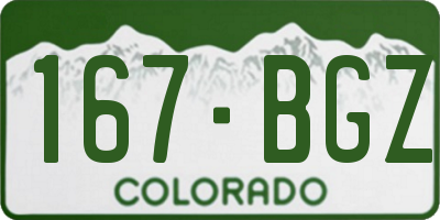 CO license plate 167BGZ