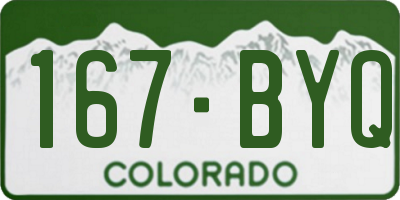 CO license plate 167BYQ