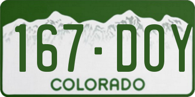 CO license plate 167DOY