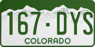 CO license plate 167DYS
