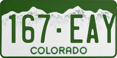 CO license plate 167EAY