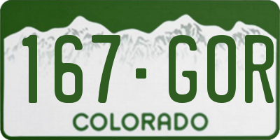 CO license plate 167GOR