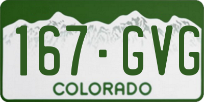 CO license plate 167GVG