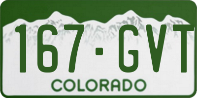 CO license plate 167GVT