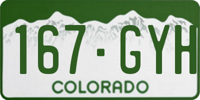 CO license plate 167GYH