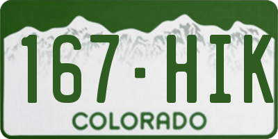 CO license plate 167HIK