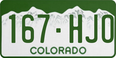 CO license plate 167HJO