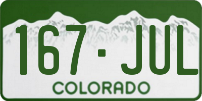 CO license plate 167JUL