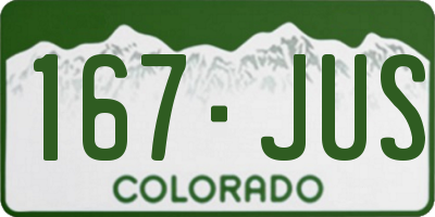CO license plate 167JUS
