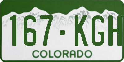 CO license plate 167KGH