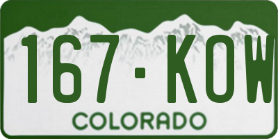 CO license plate 167KOW