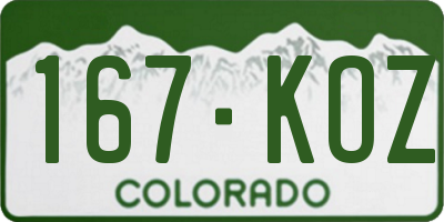 CO license plate 167KOZ