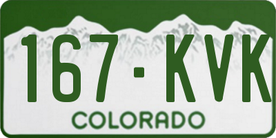 CO license plate 167KVK