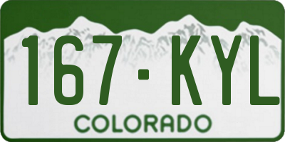 CO license plate 167KYL