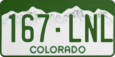 CO license plate 167LNL