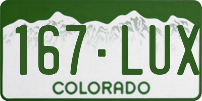 CO license plate 167LUX