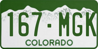 CO license plate 167MGK