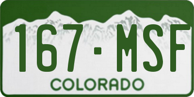 CO license plate 167MSF