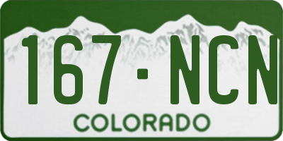 CO license plate 167NCN