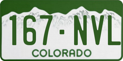 CO license plate 167NVL