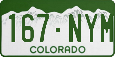 CO license plate 167NYM